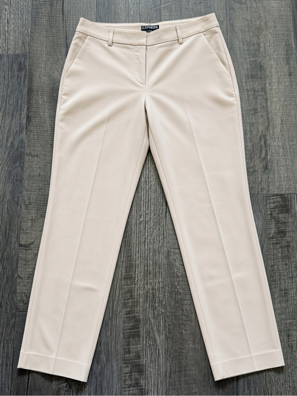 Express Columnist Cream Beige Slim Ankle Pants